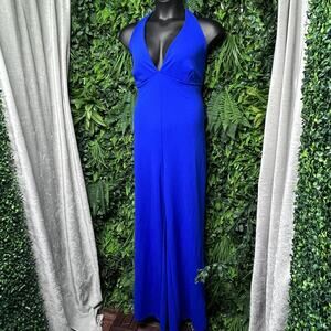 FASHION NOVA‎ Jumpsuit Women 1X Blue Pants Tie Waist Sleeveless Romper 2576